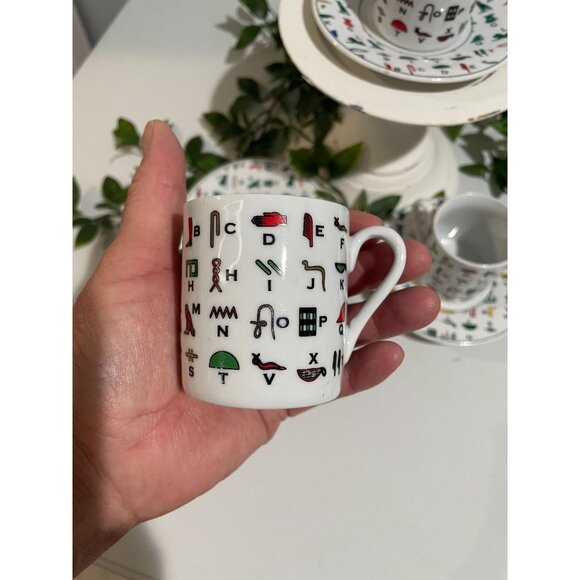 Egyptian Hieroglyphic Tea Cup & Saucer Set Of 3 - Picture 6 of 10